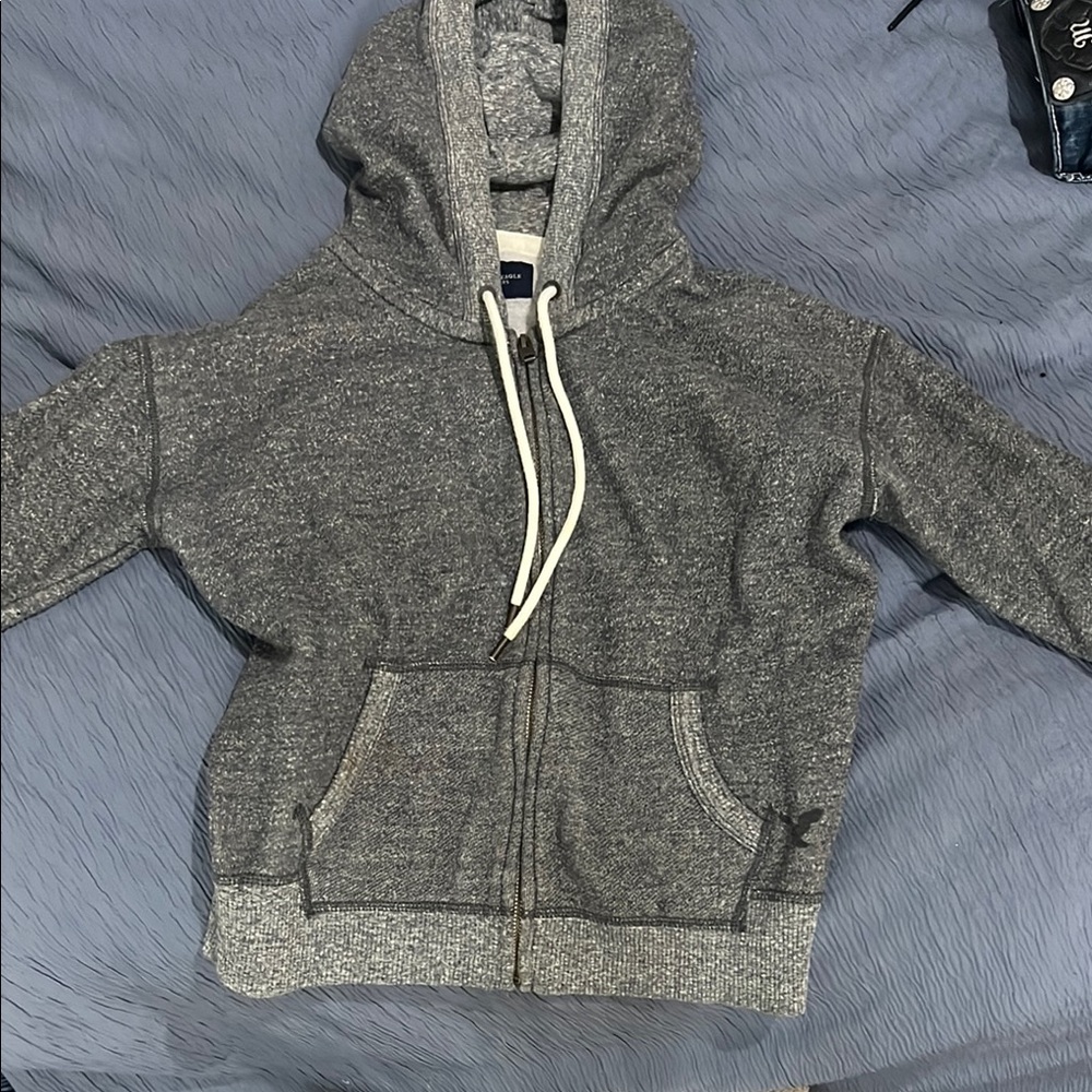 Gray Zip-Up Hoodie with Pockets